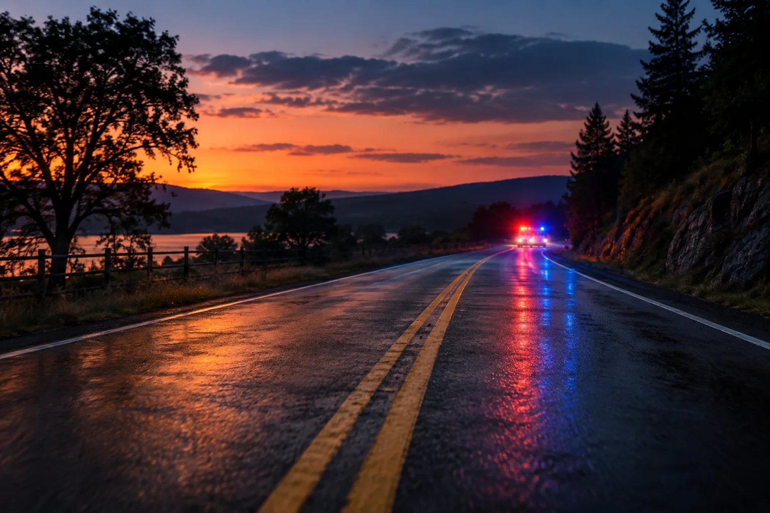 Decorative illustration representing an emergency vehicle on the road