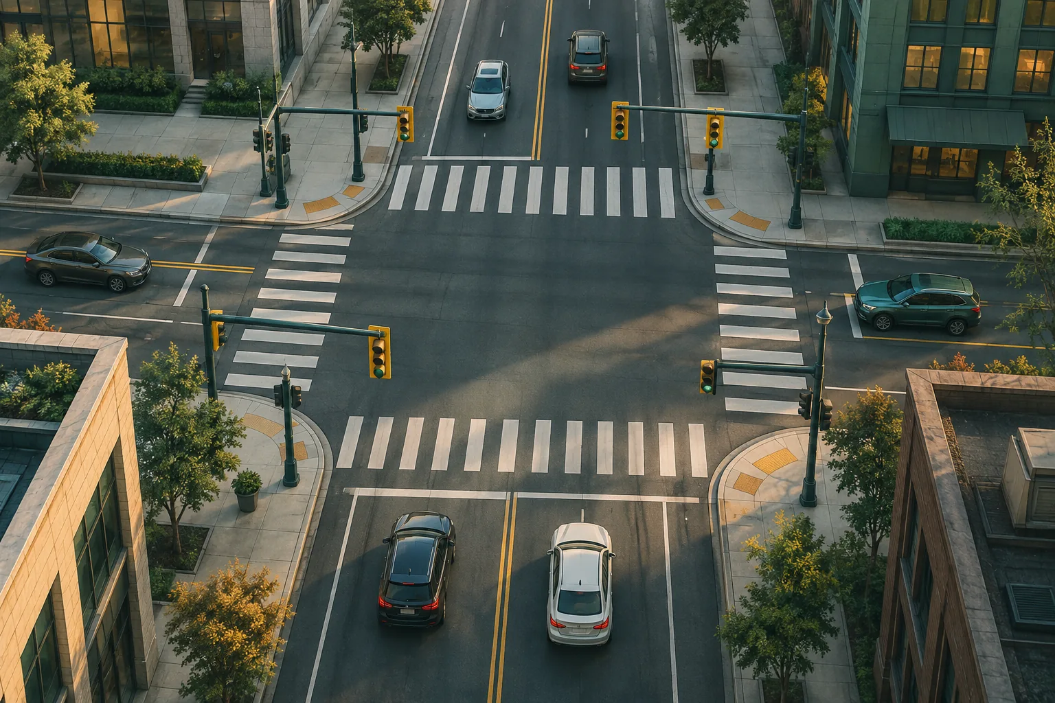 Decorative illustration representing a road intersection