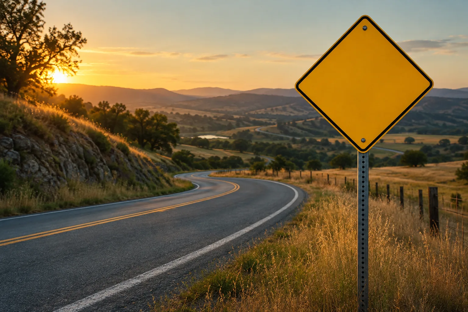 Decorative illustration representing warning road signs